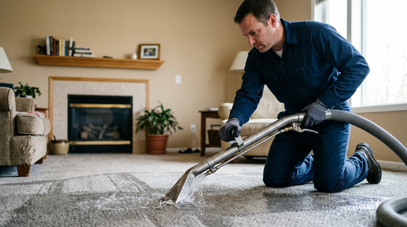 Water damage restoration technician working near Granville, VT